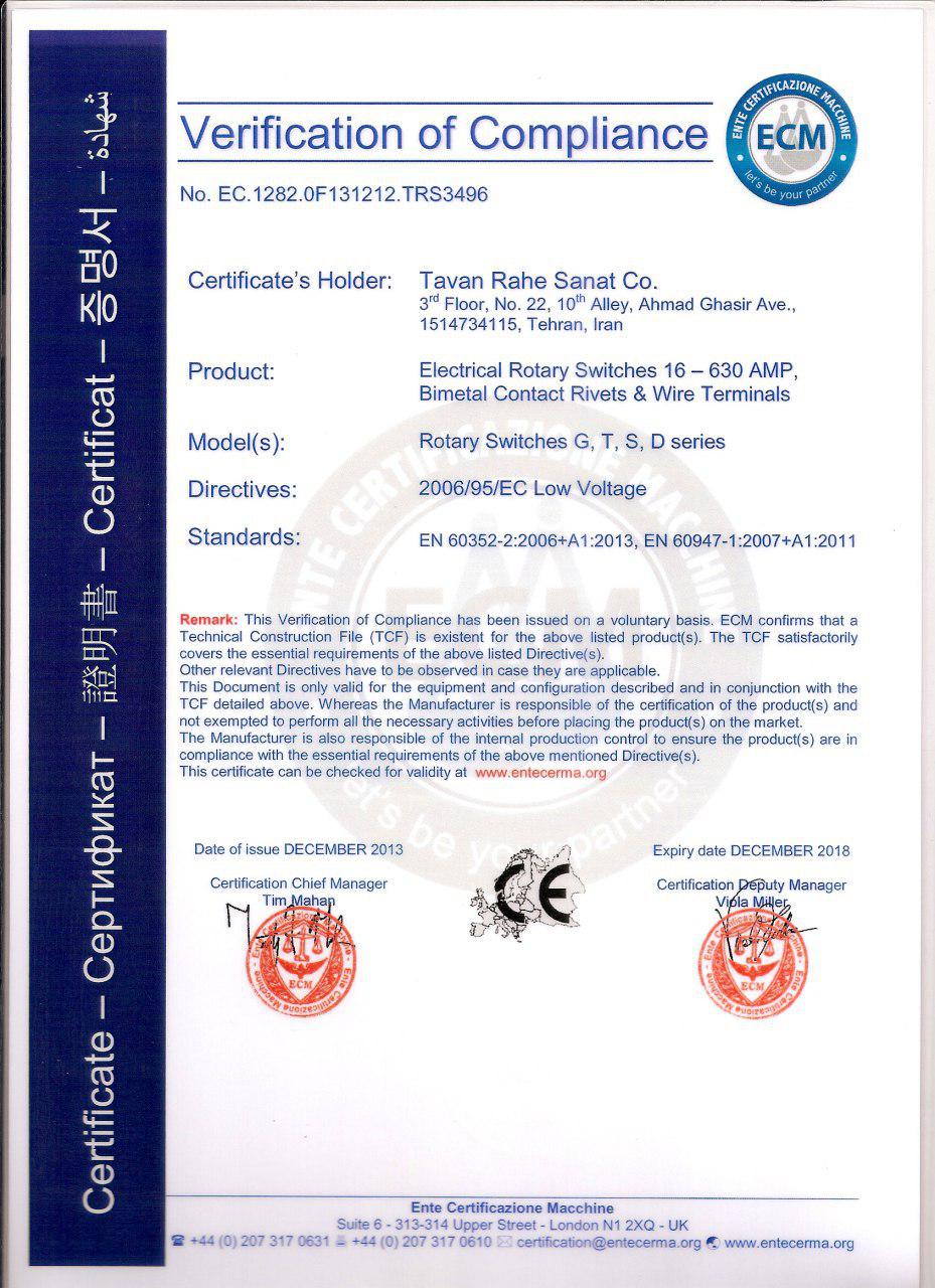 tavan rahe sanat CE-Certification